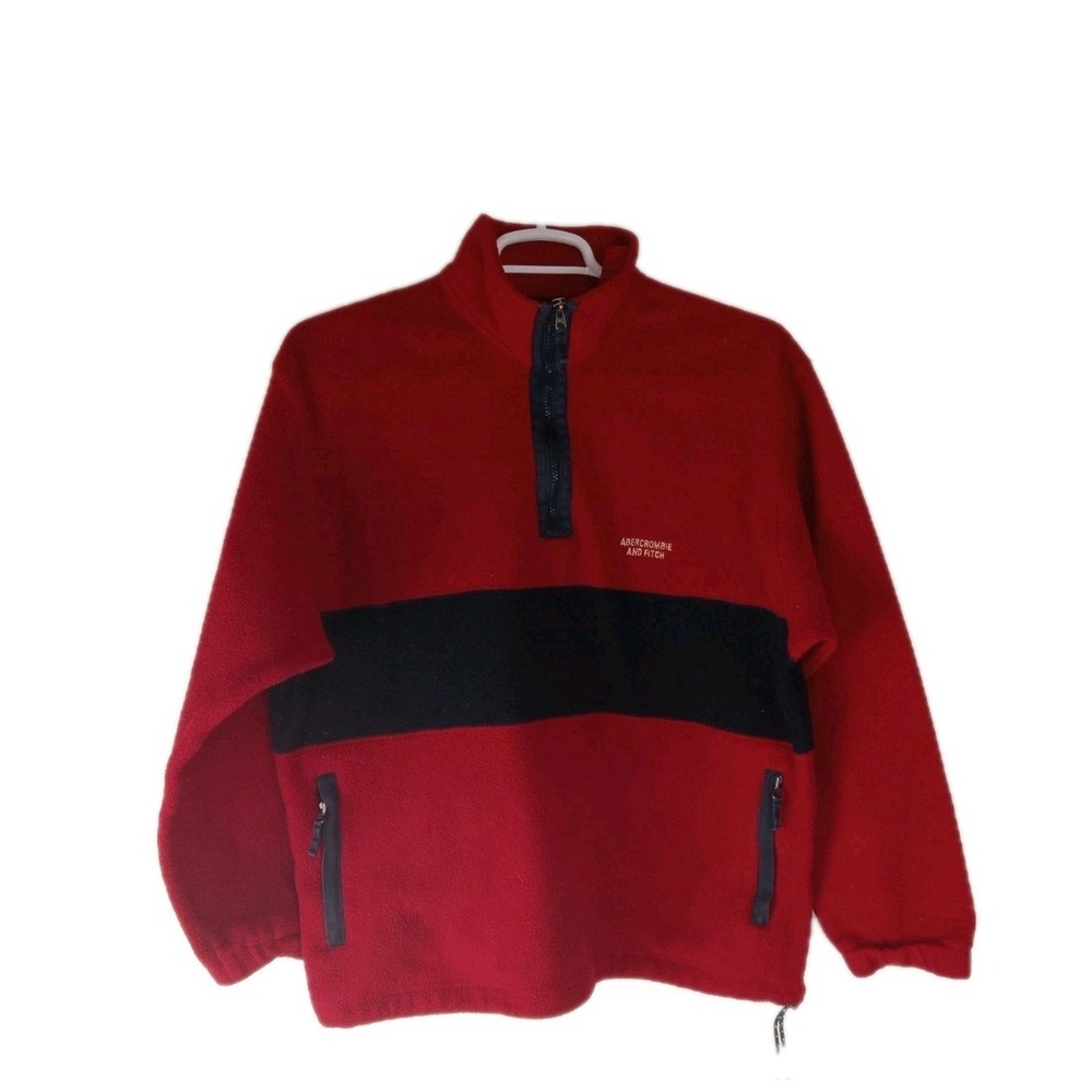 Abercrombie & Fitch Men Sweatshirt XL Relaxed Pullover 1/4 Zip Logo